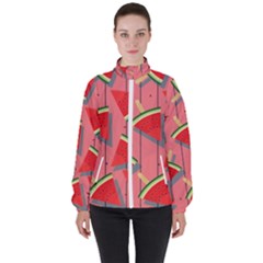 Red Watermelon Popsicle Women s High Neck Windbreaker by ConteMonfrey