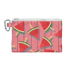 Red Watermelon Popsicle Canvas Cosmetic Bag (medium) by ConteMonfrey