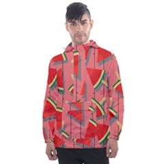 Red Watermelon Popsicle Men s Front Pocket Pullover Windbreaker by ConteMonfrey