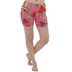 Red Watermelon Popsicle Lightweight Velour Yoga Shorts by ConteMonfrey