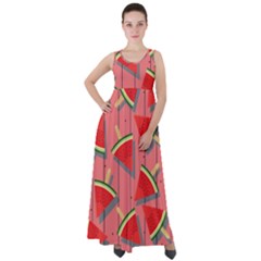 Red Watermelon Popsicle Empire Waist Velour Maxi Dress by ConteMonfrey