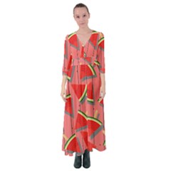 Red Watermelon Popsicle Button Up Maxi Dress by ConteMonfrey