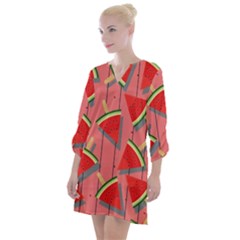 Red Watermelon Popsicle Open Neck Shift Dress by ConteMonfrey