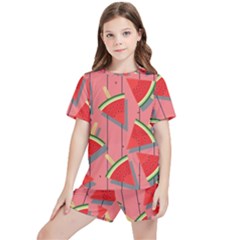 Red Watermelon Popsicle Kids  Tee And Sports Shorts Set by ConteMonfrey