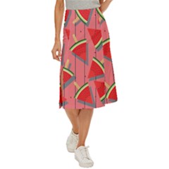 Red Watermelon Popsicle Midi Panel Skirt by ConteMonfrey