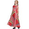 Red Watermelon Popsicle Kids  Satin Sleeveless Maxi Dress View2