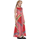 Red Watermelon Popsicle Kids  Satin Sleeveless Maxi Dress View3