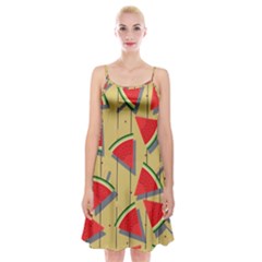 Pastel Watermelon Popsicle Spaghetti Strap Velvet Dress by ConteMonfrey