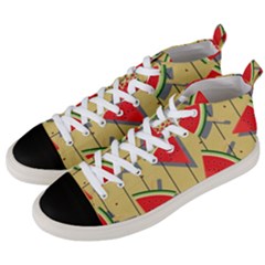 Pastel Watermelon Popsicle Men s Mid-top Canvas Sneakers by ConteMonfrey