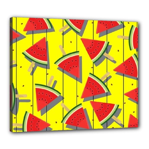 Yellow Watermelon Popsicle  Canvas 24  X 20  (stretched) by ConteMonfrey