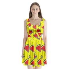 Yellow Watermelon Popsicle  Split Back Mini Dress  by ConteMonfrey