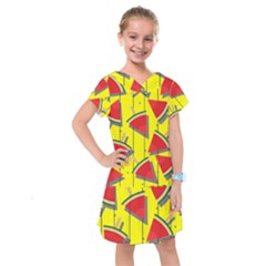 Yellow Watermelon Popsicle  Kids  Drop Waist Dress by ConteMonfrey