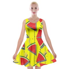 Yellow Watermelon Popsicle  Velvet Skater Dress by ConteMonfrey