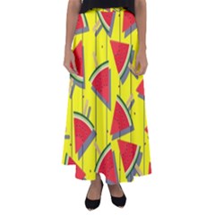 Yellow Watermelon Popsicle  Flared Maxi Skirt by ConteMonfrey