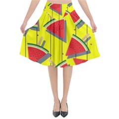 Yellow Watermelon Popsicle  Flared Midi Skirt by ConteMonfrey