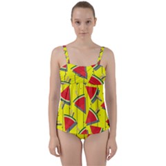 Yellow Watermelon Popsicle  Twist Front Tankini Set by ConteMonfrey