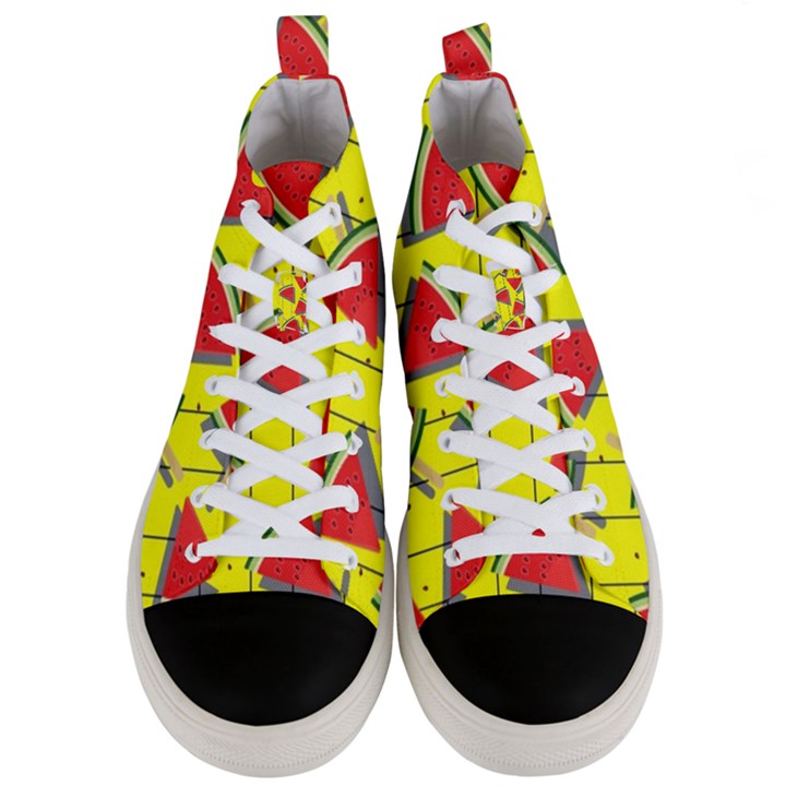 Yellow Watermelon Popsicle  Men s Mid-Top Canvas Sneakers