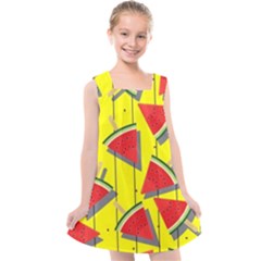 Yellow Watermelon Popsicle  Kids  Cross Back Dress by ConteMonfrey