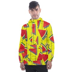 Yellow Watermelon Popsicle  Men s Front Pocket Pullover Windbreaker by ConteMonfrey