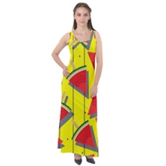 Yellow Watermelon Popsicle  Sleeveless Velour Maxi Dress by ConteMonfrey