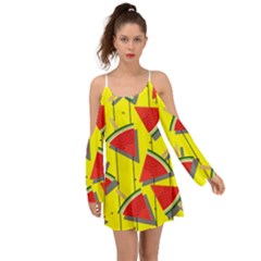 Yellow Watermelon Popsicle  Kimono Sleeves Boho Dress by ConteMonfrey