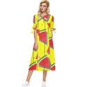 Yellow Watermelon Popsicle  Bow Sleeve Chiffon Midi Dress View1