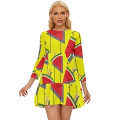 Yellow Watermelon Popsicle  Long Sleeve Babydoll Dress by ConteMonfrey