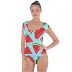 Blue Watermelon Short Sleeve Leotard  by ConteMonfrey