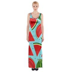 Blue Watermelon Thigh Split Maxi Dress by ConteMonfrey