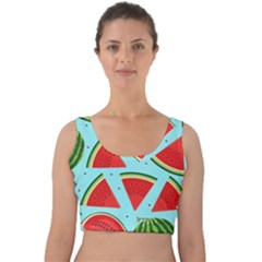 Blue Watermelon Velvet Crop Top by ConteMonfrey