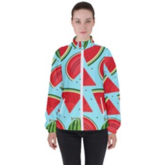 Blue Watermelon Women s High Neck Windbreaker by ConteMonfrey