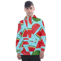 Blue Watermelon Men s Front Pocket Pullover Windbreaker by ConteMonfrey