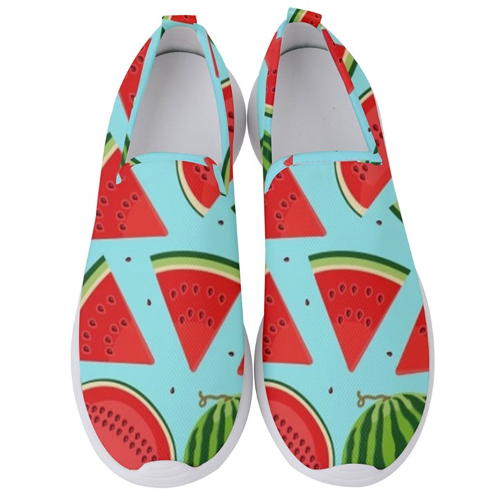 Blue Watermelon Men s Slip On Sneakers