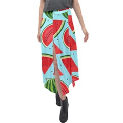 Blue Watermelon Velour Split Maxi Skirt by ConteMonfrey