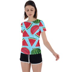 Blue Watermelon Back Circle Cutout Sports Tee by ConteMonfrey