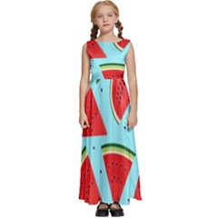 Blue Watermelon Kids  Satin Sleeveless Maxi Dress by ConteMonfrey