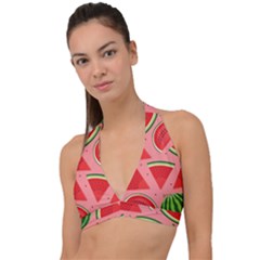 Red Watermelon  Halter Plunge Bikini Top by ConteMonfrey