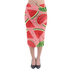 Red Watermelon  Midi Pencil Skirt by ConteMonfrey