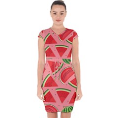 Red Watermelon  Capsleeve Drawstring Dress  by ConteMonfrey