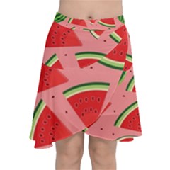 Red Watermelon  Chiffon Wrap Front Skirt by ConteMonfrey