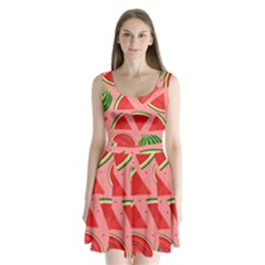 Red Watermelon  Split Back Mini Dress  by ConteMonfrey