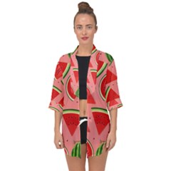 Red Watermelon  Open Front Chiffon Kimono by ConteMonfrey