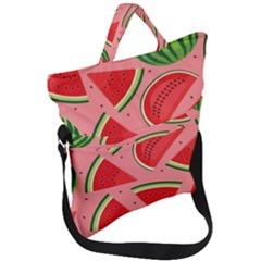 Red Watermelon  Fold Over Handle Tote Bag by ConteMonfrey