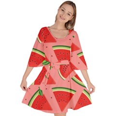 Red Watermelon  Velour Kimono Dress by ConteMonfrey