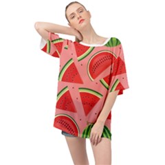 Red Watermelon  Oversized Chiffon Top by ConteMonfrey