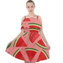 Red Watermelon  Cut Out Shoulders Chiffon Dress View1