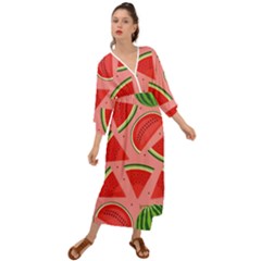 Red Watermelon  Grecian Style  Maxi Dress by ConteMonfrey