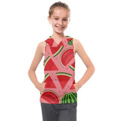 Red Watermelon  Kids  Sleeveless Hoodie by ConteMonfrey