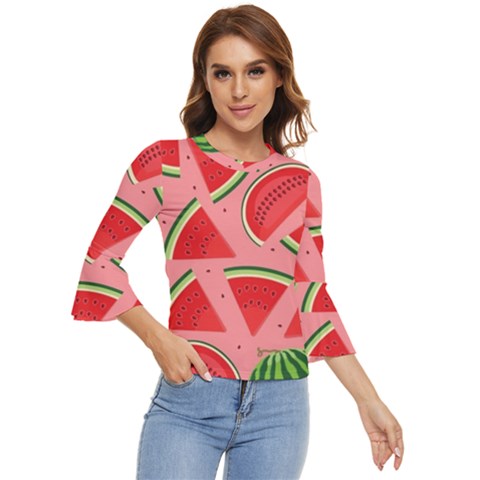 Red Watermelon  Bell Sleeve Top by ConteMonfrey