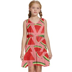 Red Watermelon  Kids  Sleeveless Tiered Mini Dress by ConteMonfrey